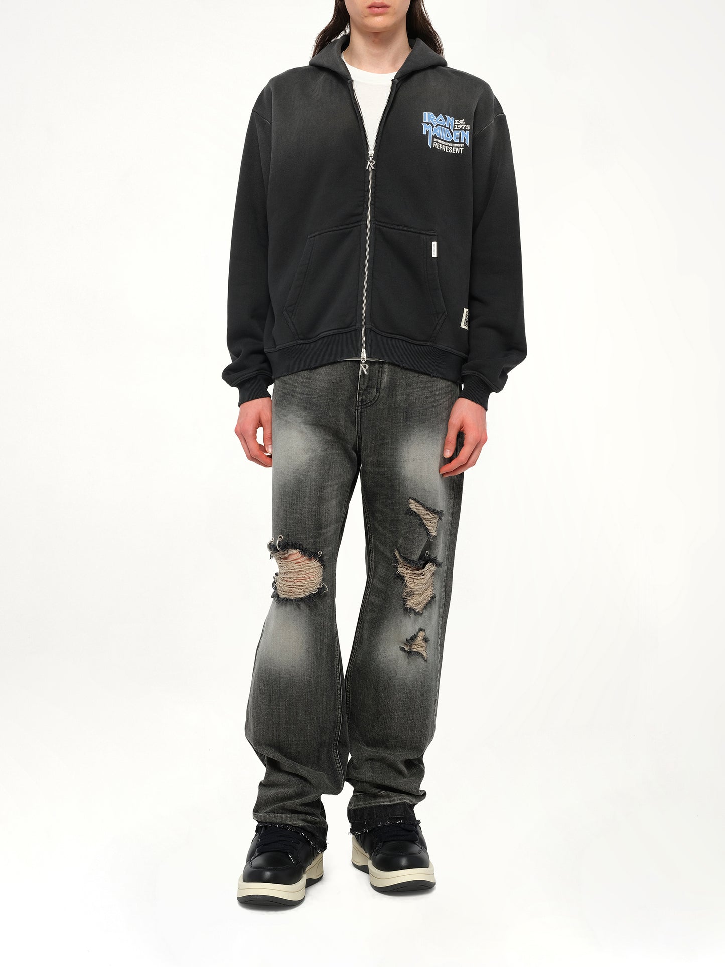 Iron Maiden Anniversary Hoodie in Stained Black