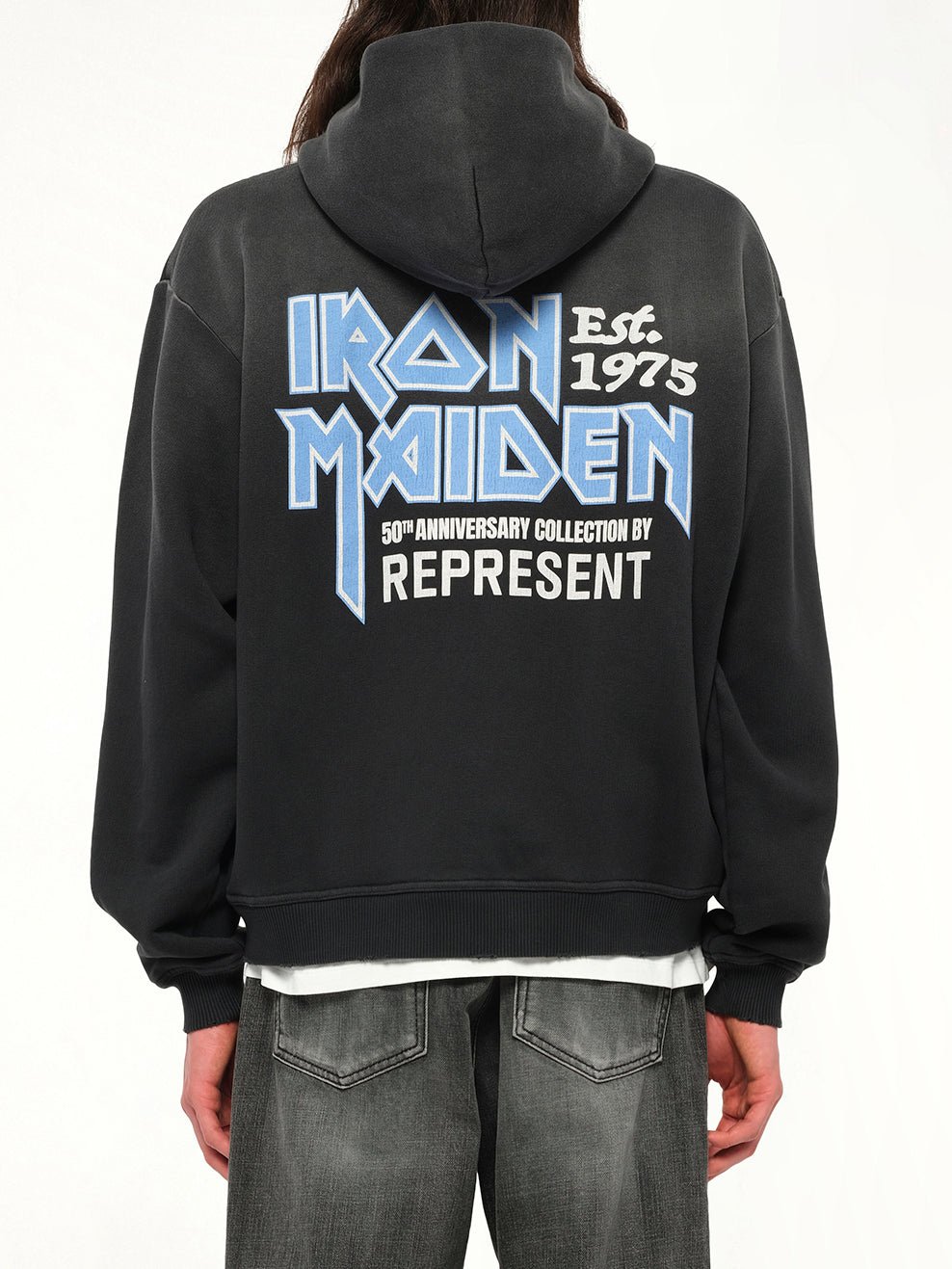 Iron Maiden Anniversary Hoodie in Stained Black
