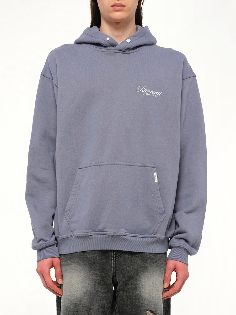 Represent Owners Club Script Hoodie in Dusty Blue