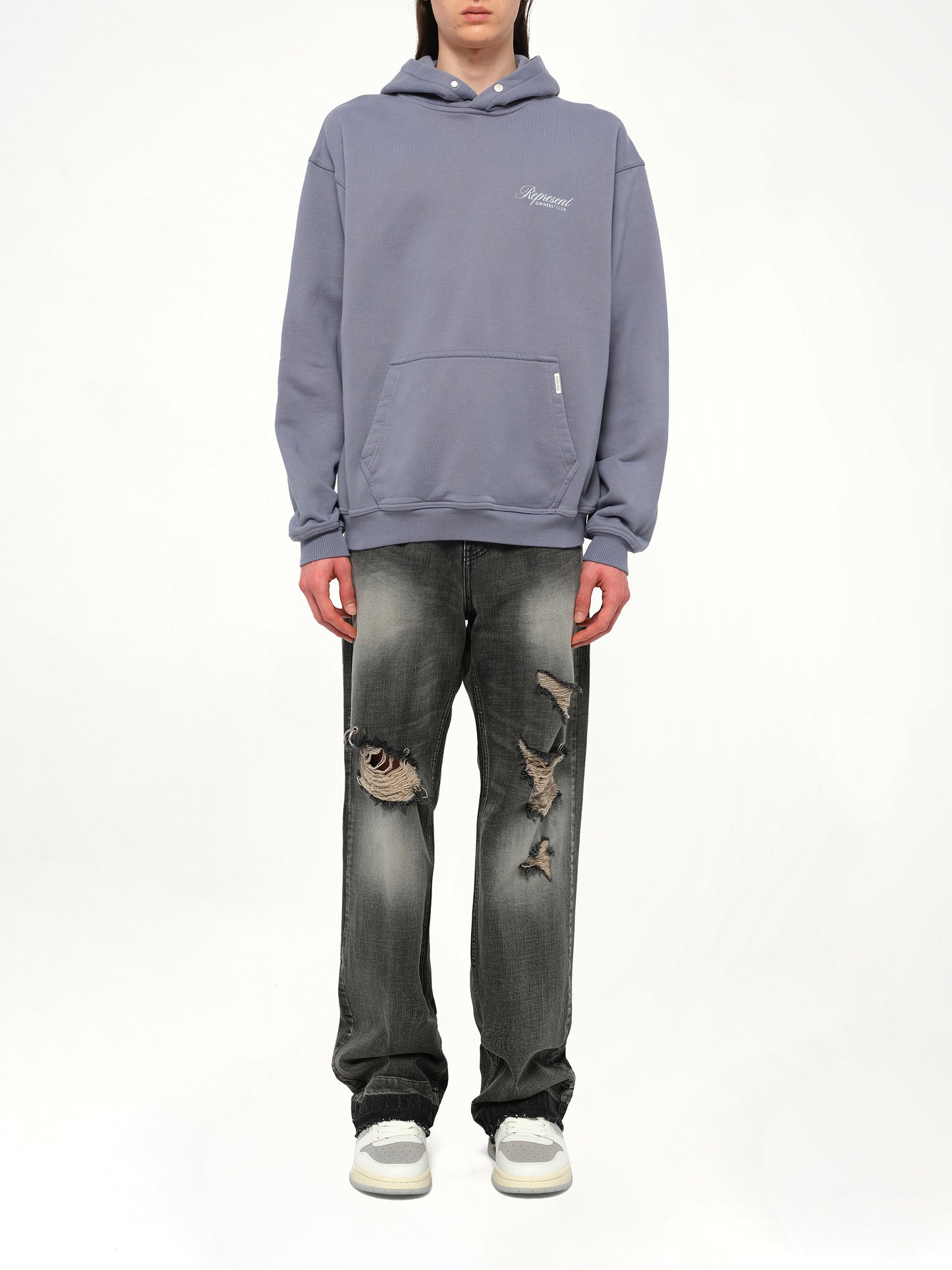 Represent Owners Club Script Hoodie in Dusty Blue