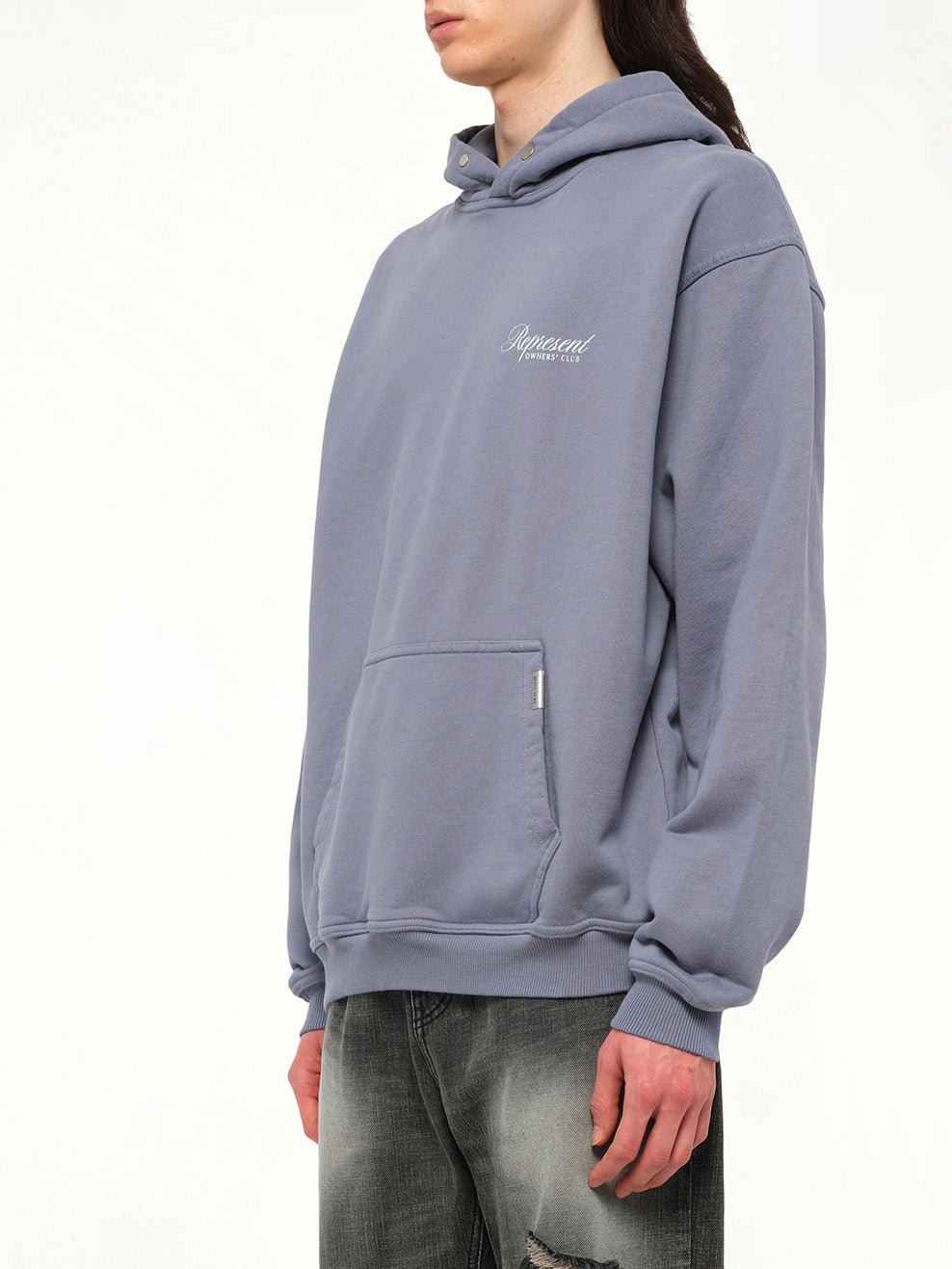 Represent Owners Club Script Hoodie in Dusty Blue