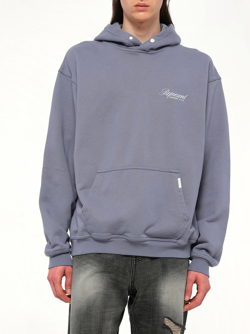 Represent Owners Club Script Hoodie in Dusty Blue