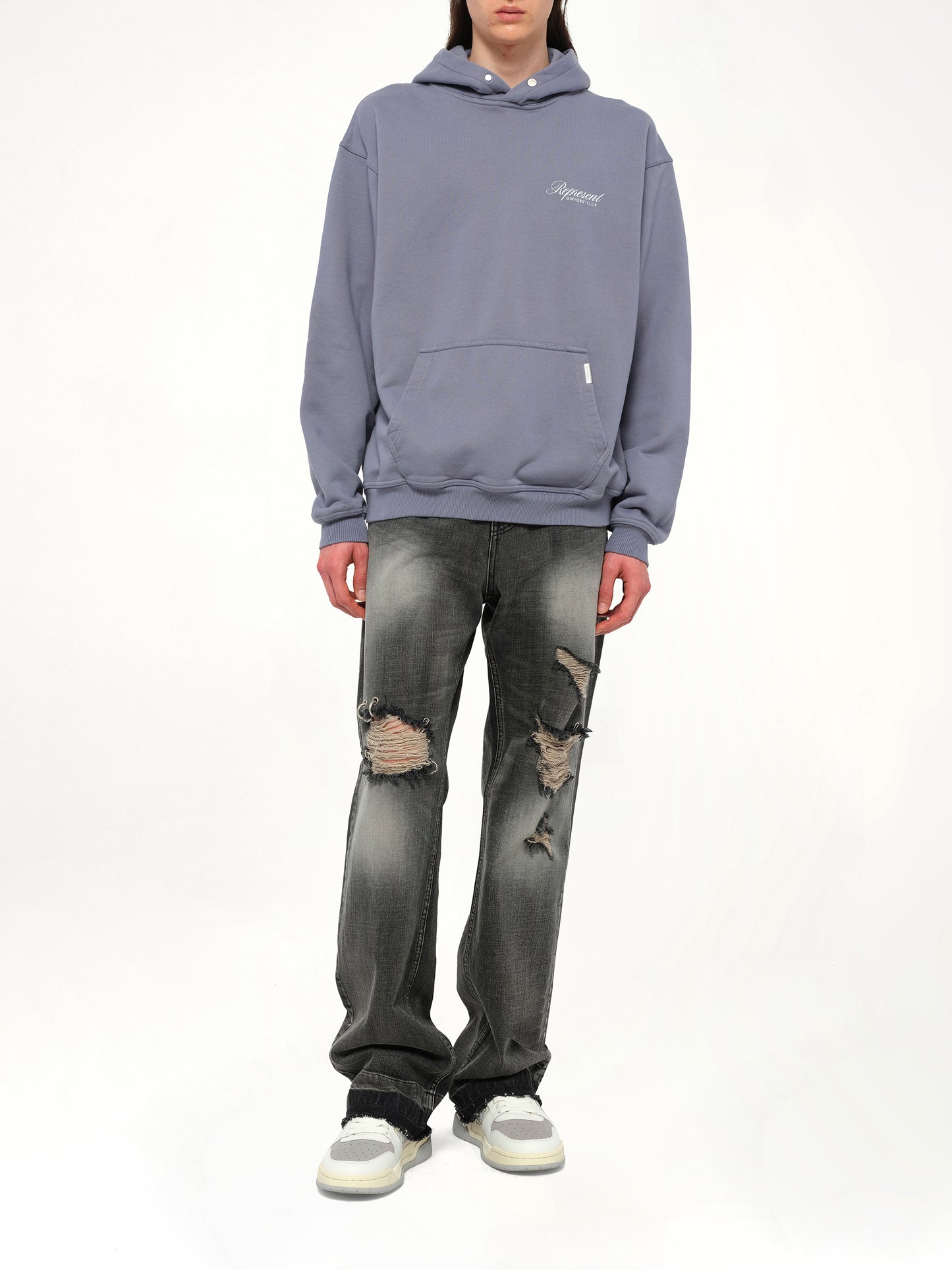 Represent Owners Club Script Hoodie in Dusty Blue