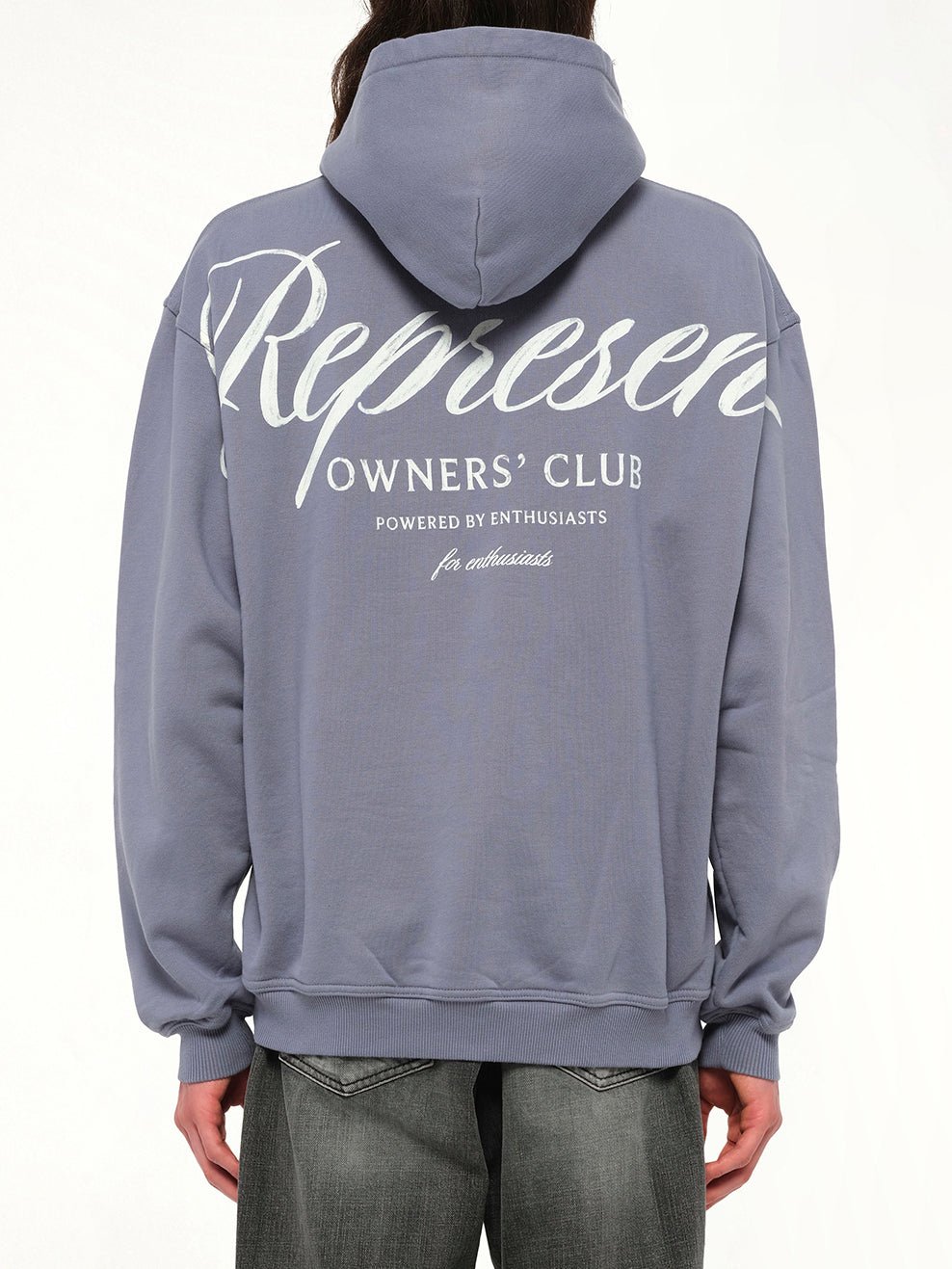 Represent Owners Club Script Hoodie in Dusty Blue