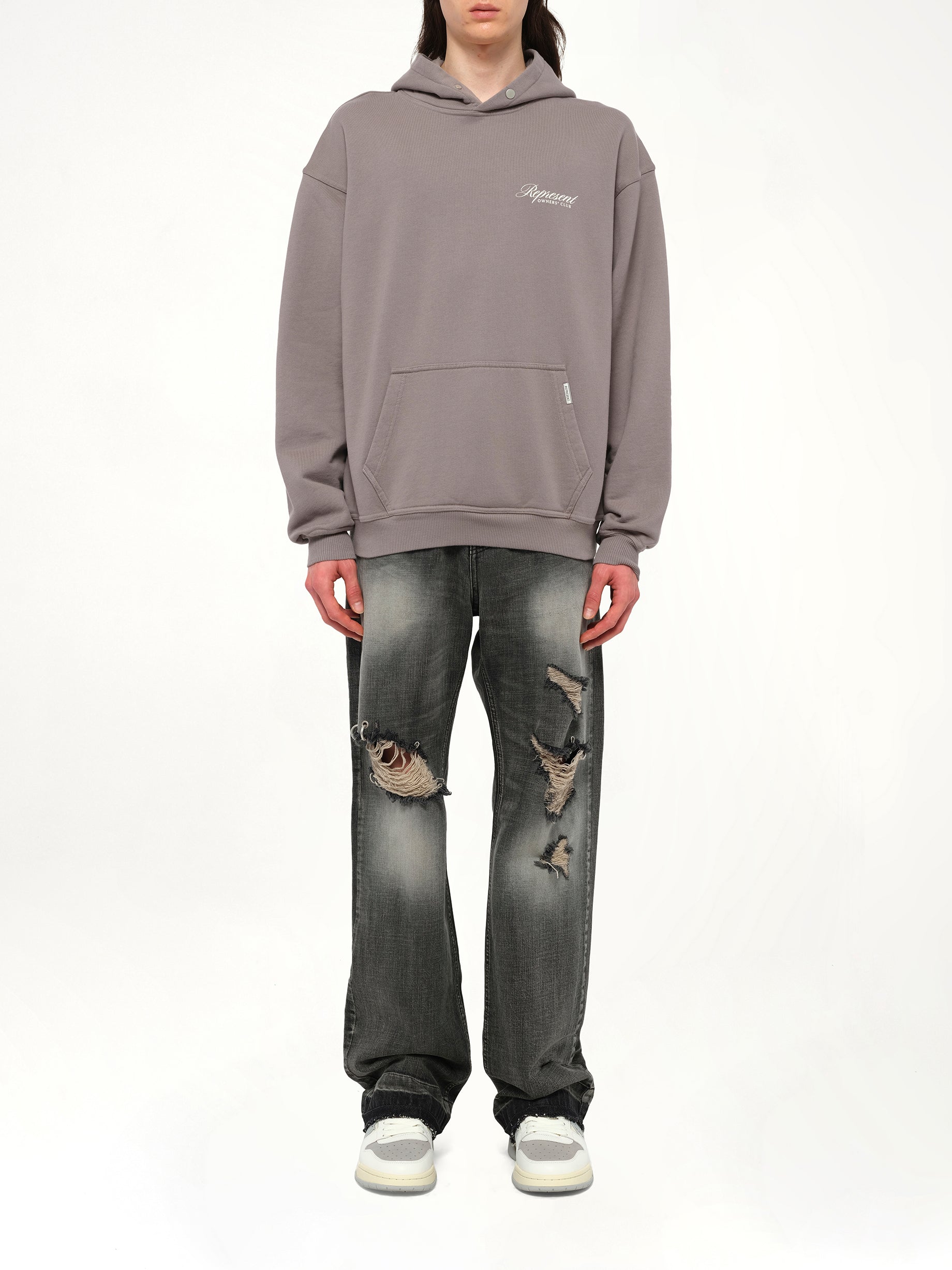 Represent Owners Club Script Hoodie in Slate