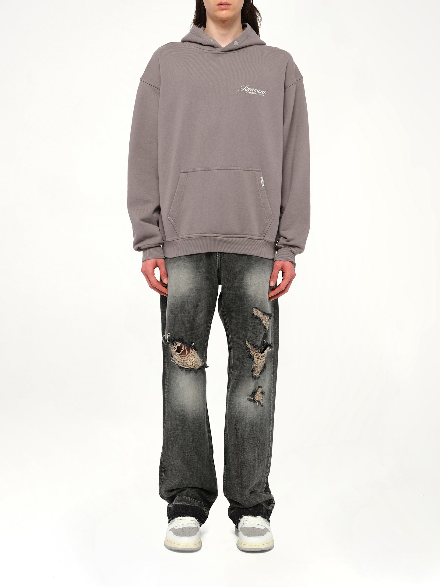 Represent Owners Club Script Hoodie in Slate