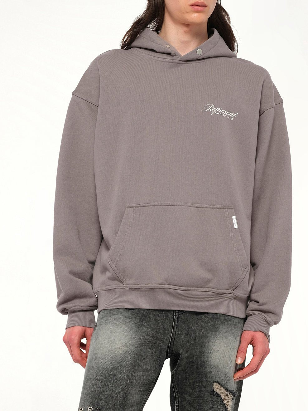 Represent Owners Club Script Hoodie in Slate