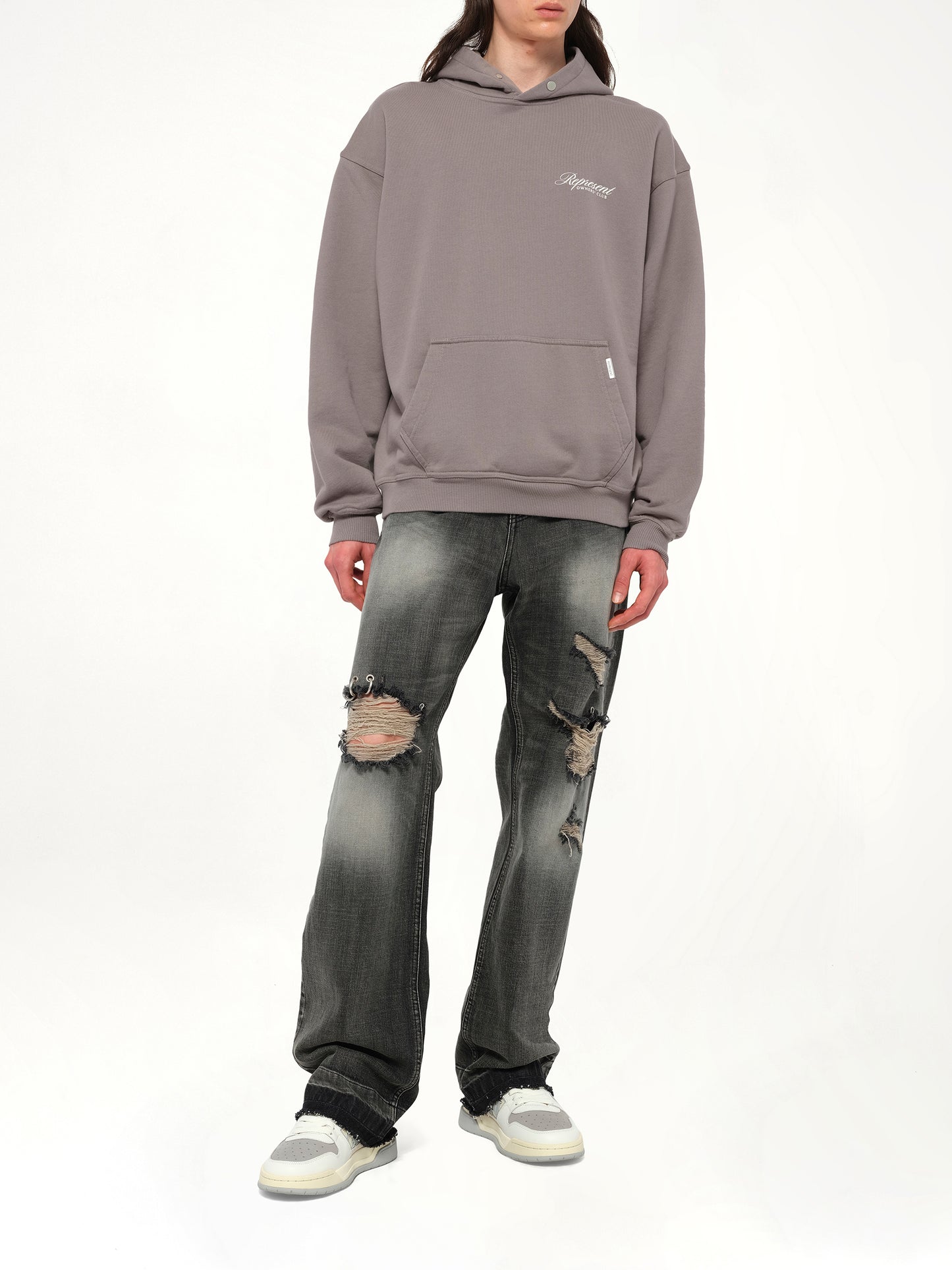 Represent Owners Club Script Hoodie in Slate