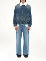 Zip-Up Denim Jacket in Blue