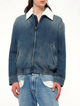 Zip-Up Denim Jacket in Blue