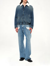 Zip-Up Denim Jacket in Blue