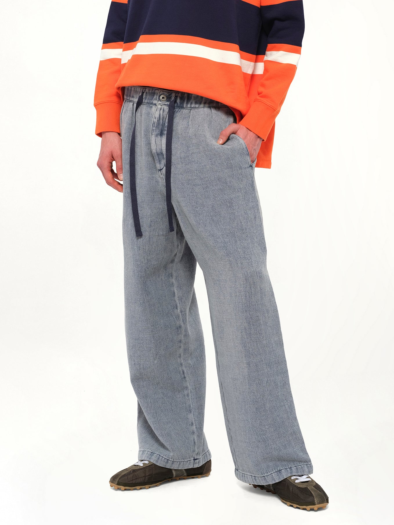 Drawstring Trouser AF in Grey Blue