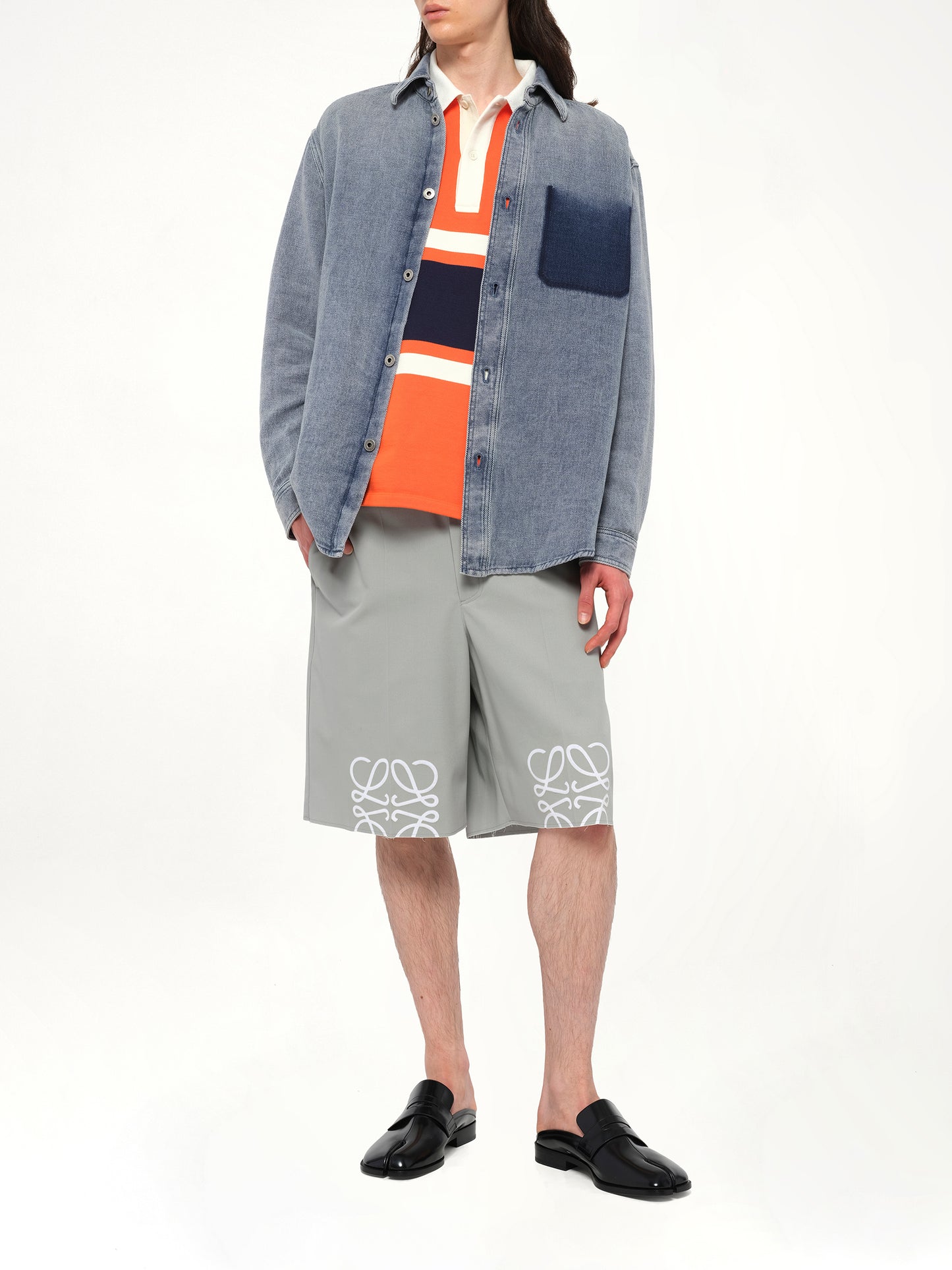 Washed Denim Shirt in Grey Blue