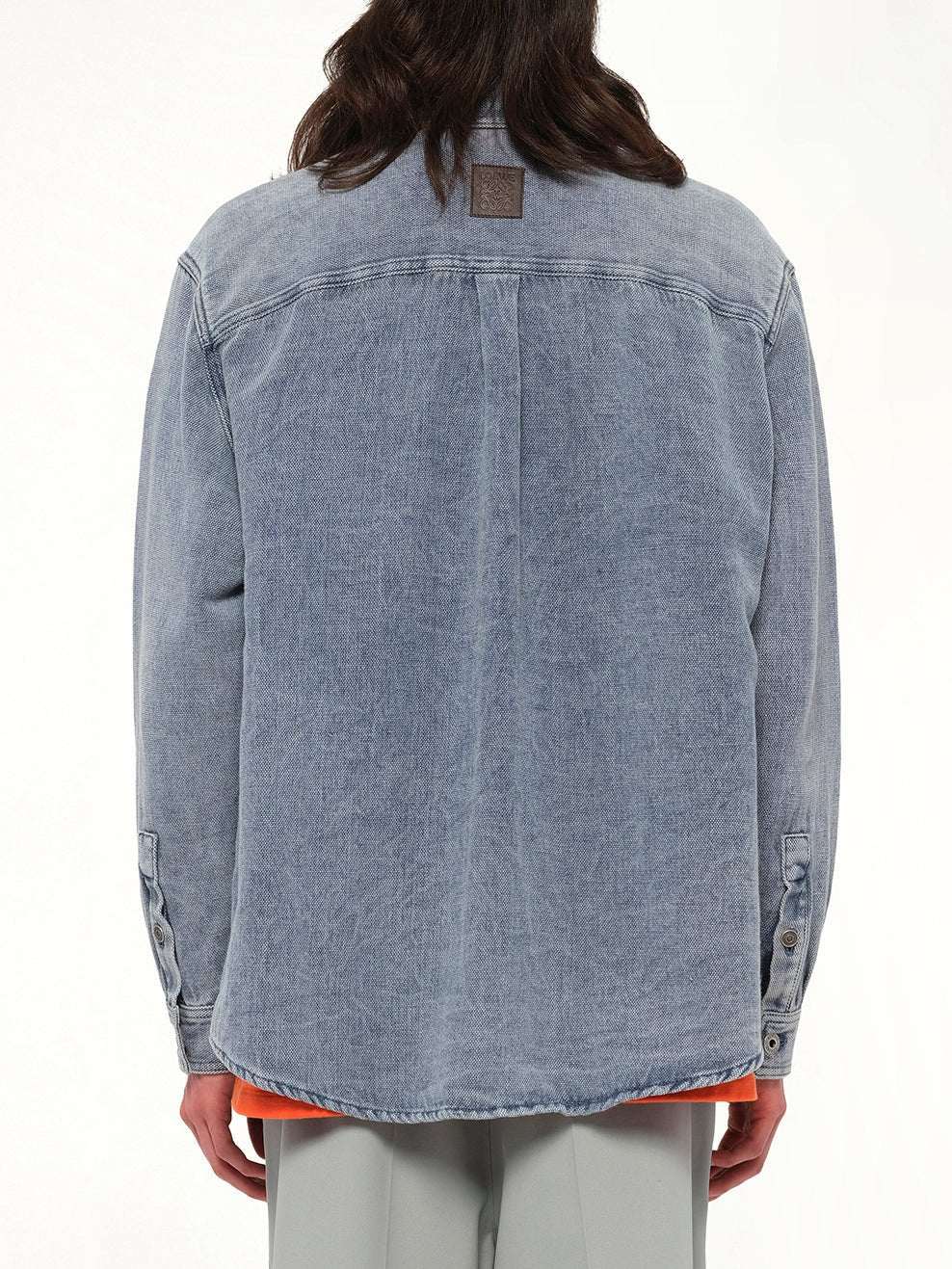 Washed Denim Shirt in Grey Blue