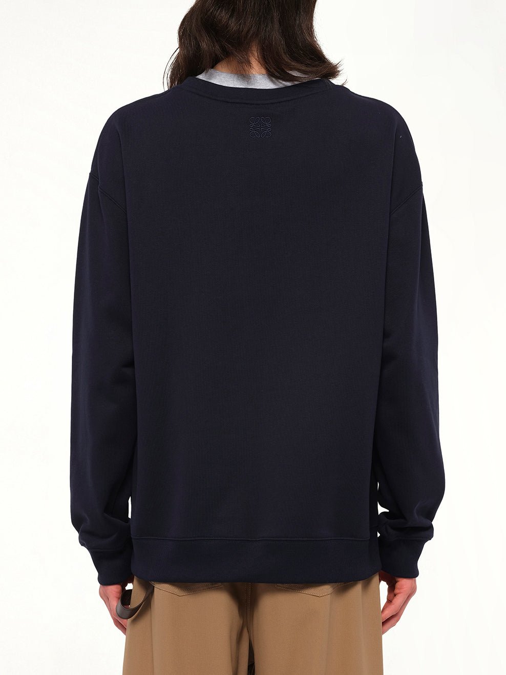 Varsity V-Neck Sweatshirt in Dark Navy Blue