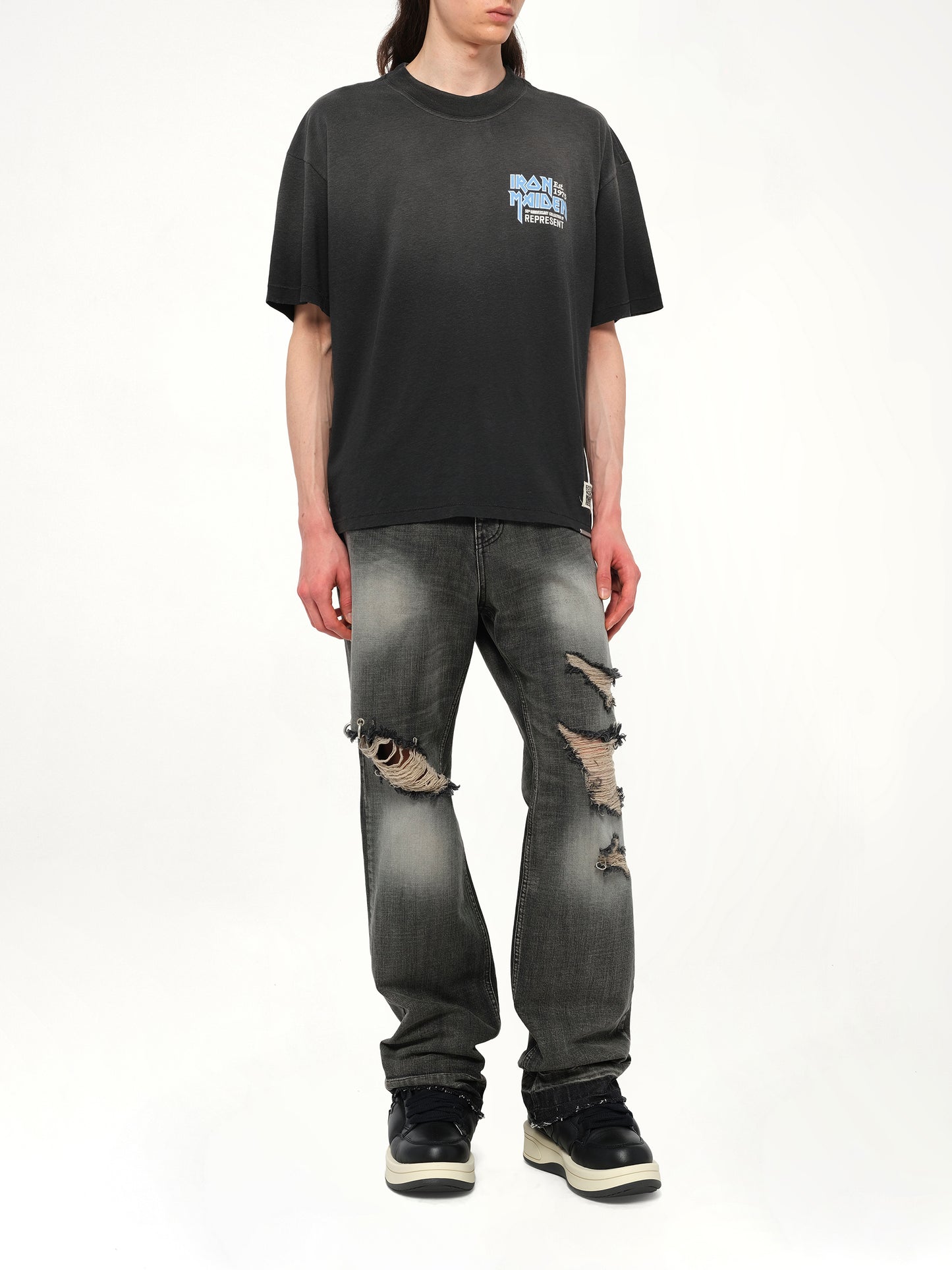 Iron Maiden Anniversary T-Shirt in Stained Black