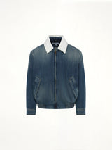 Zip-Up Denim Jacket in Blue