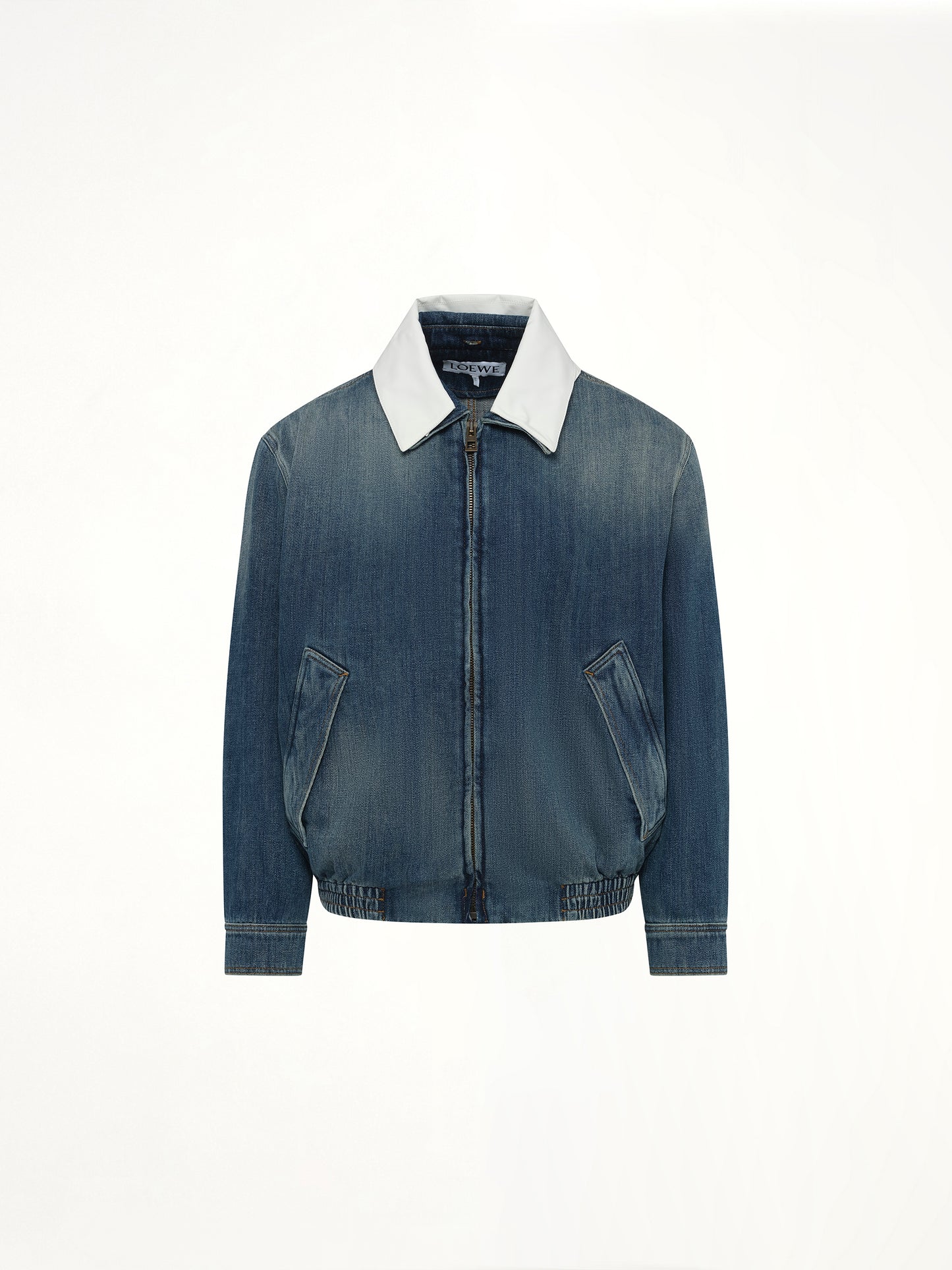 Zip-Up Denim Jacket in Blue