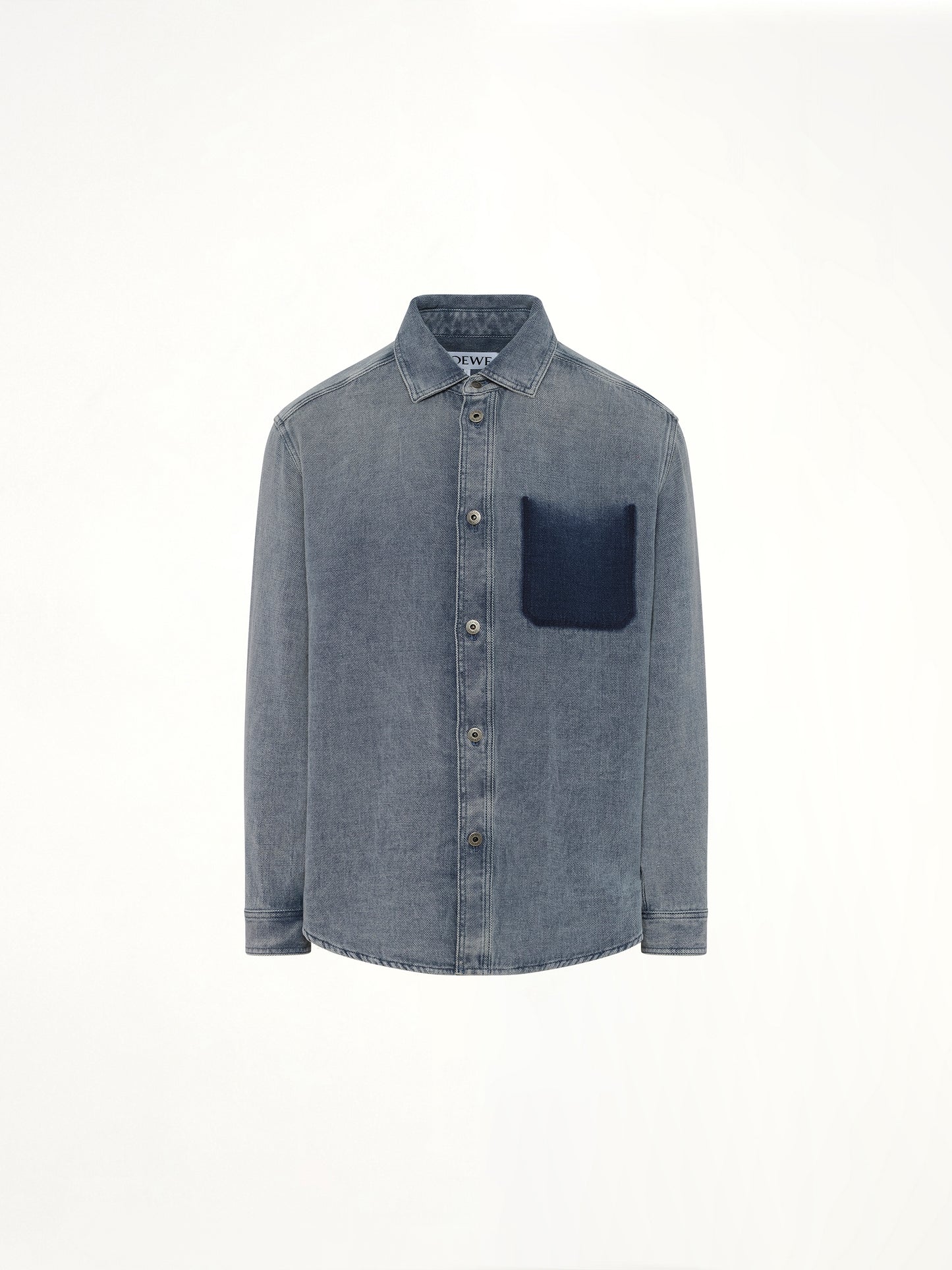Washed Denim Shirt in Grey Blue