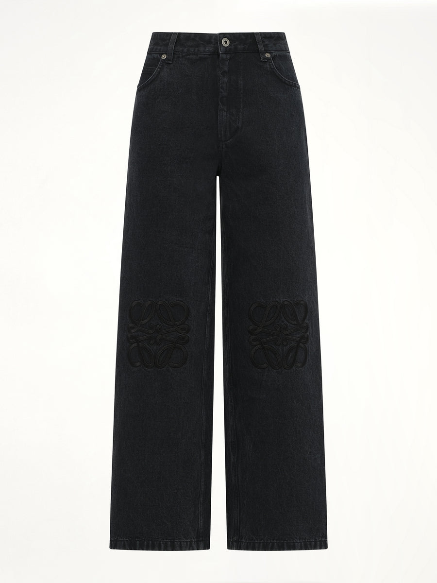 Anagram Baggy Tonal Jeans AF in Black