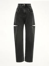 Slash Loose Fit Denim Jeans in Black