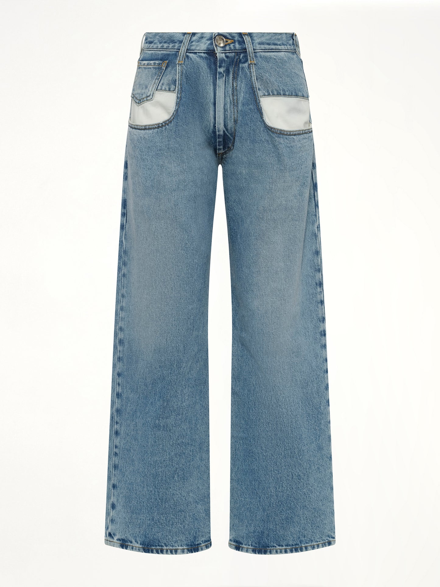 Straight Jeans with Contrasted Pockets