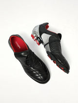 Re90 Sneaker in Black/Silver/Red Top View | REMAGINE