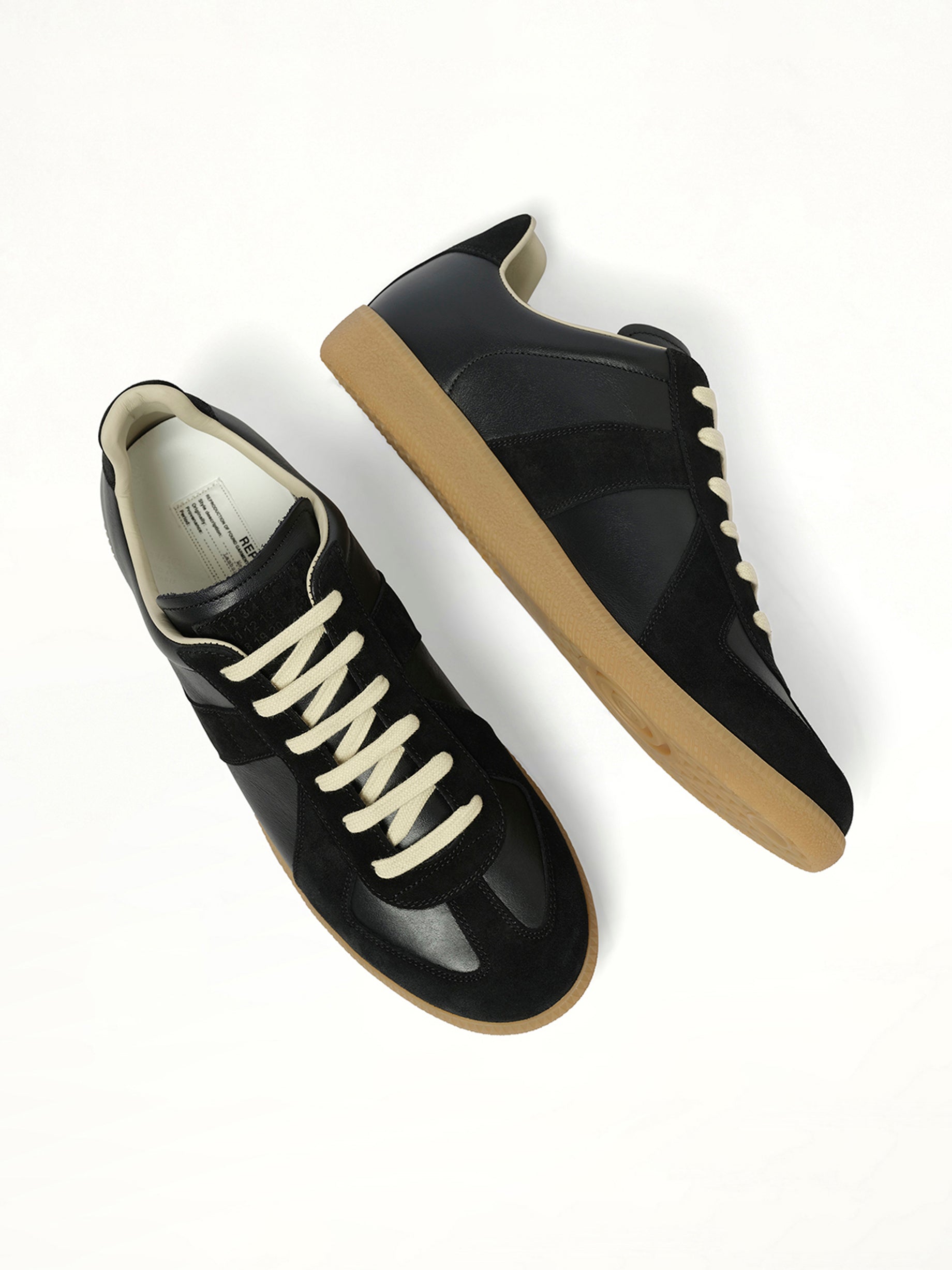 Replica Leather Sneaker in Black Top View | MAISON MARGIELA