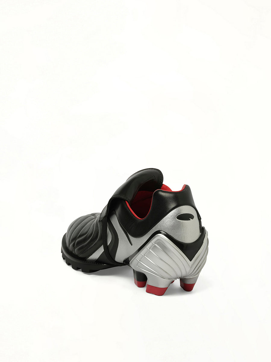 Re90 Sneaker in Black/Silver/Red Back View | REMAGINE