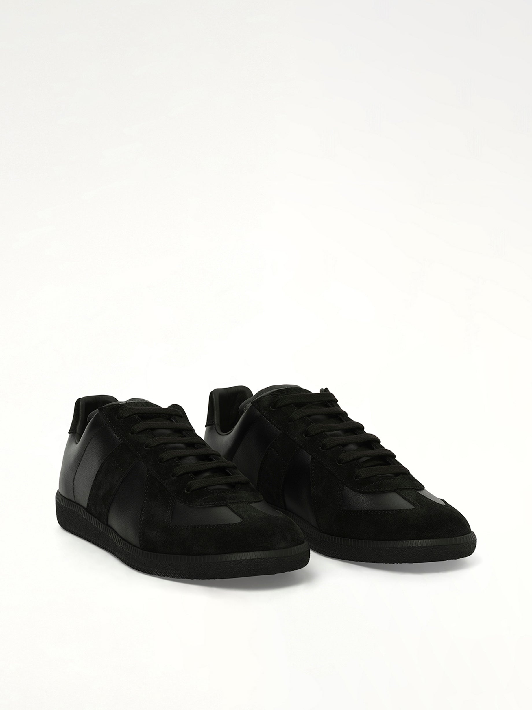 Replica Leather Sneaker in Black Front View | MAISON MARGIELA