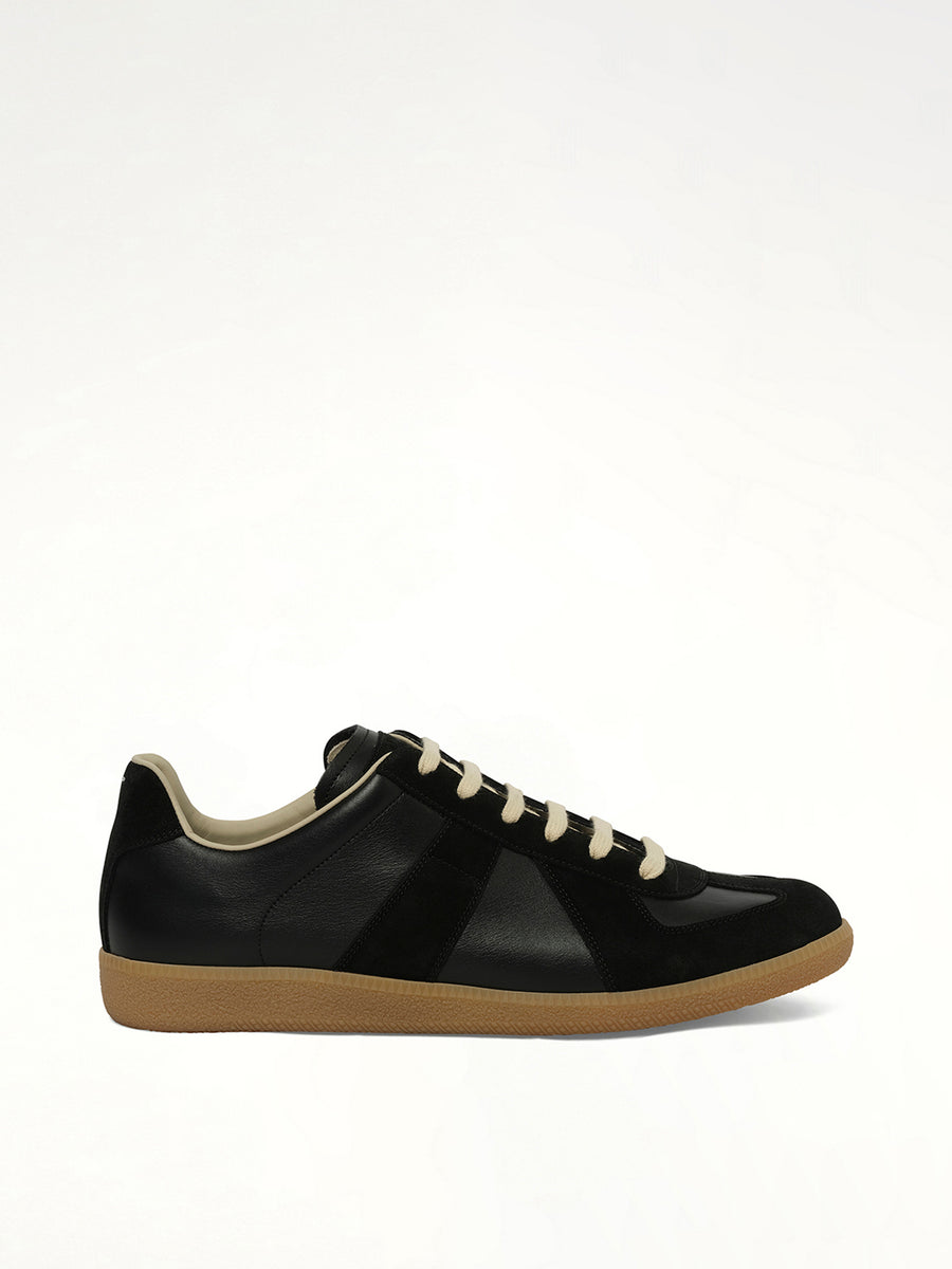 Replica Leather Sneakers in Black Side View | MAISON MARGIELA