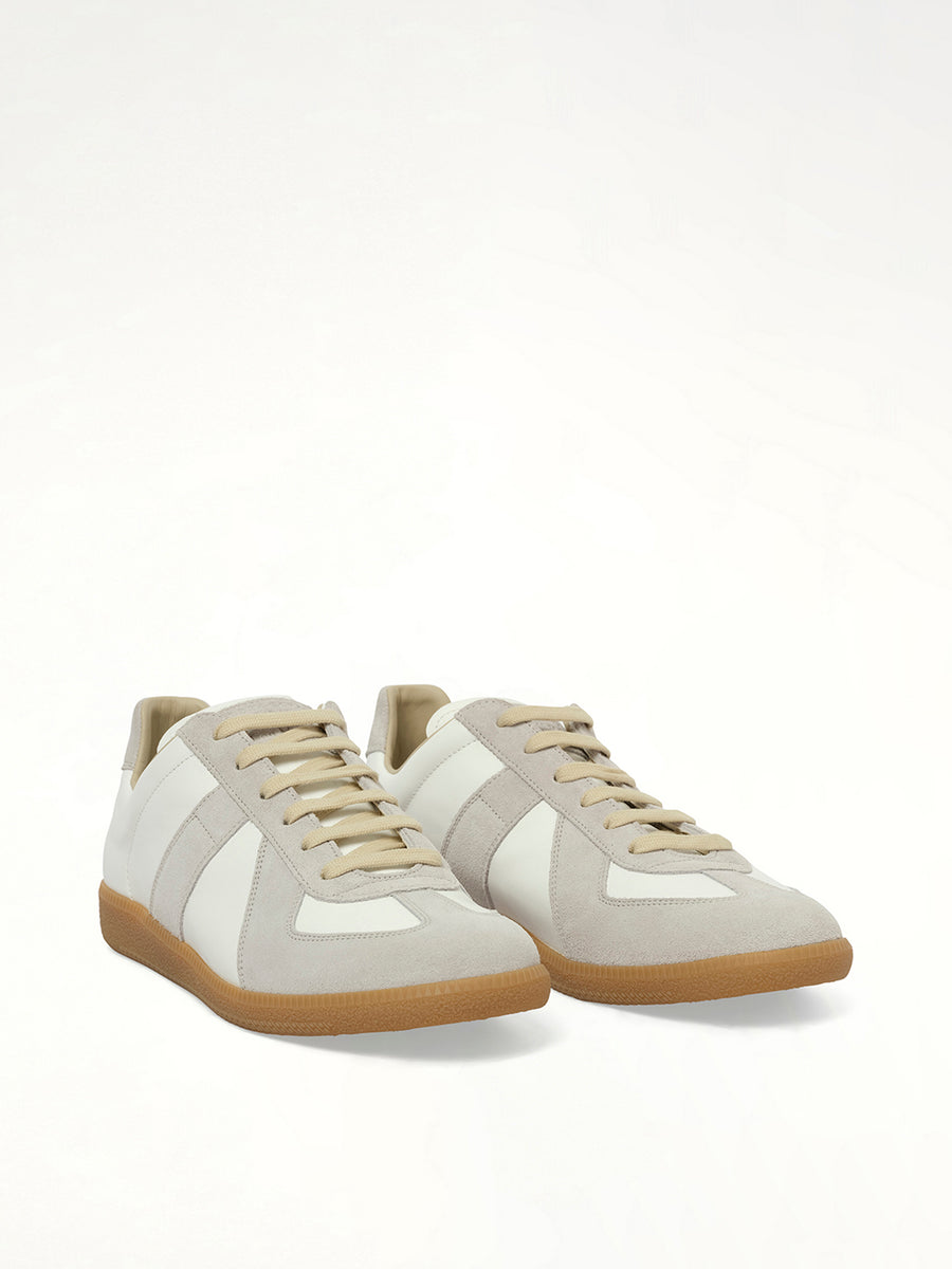 Replica Leather Sneakers in White Front View | MAISON MARGIELA