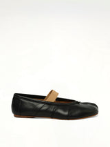 Tabi Ballerina Flat Elastic Band in Black/Nude Side View | MAISON MARGIELA