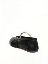 Tabi Ballerina Flat Elastic Band in Black/Nude Back View | MAISON MARGIELA