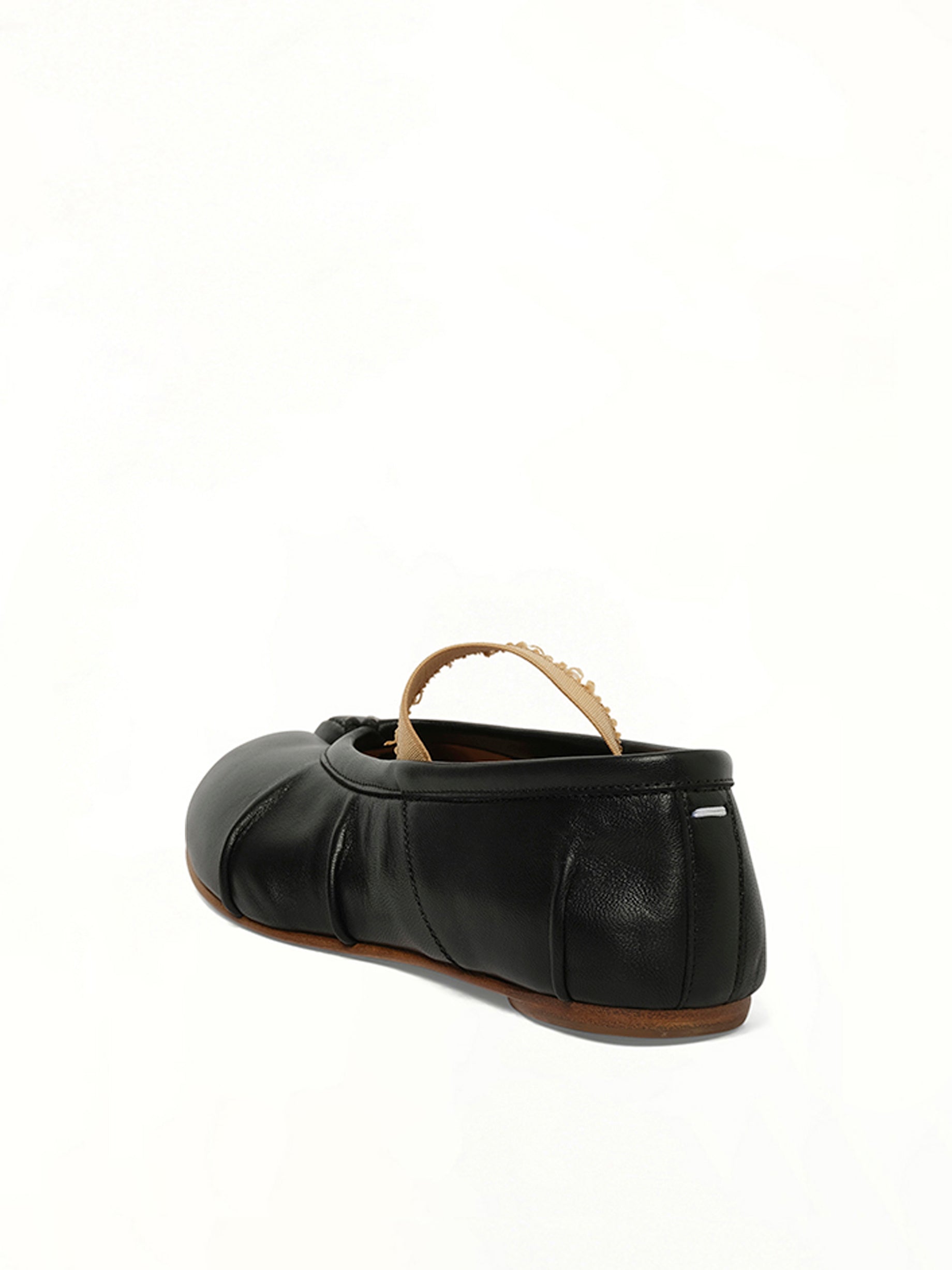 Tabi Ballerina Flat Elastic Band in Black/Nude Back View | MAISON MARGIELA