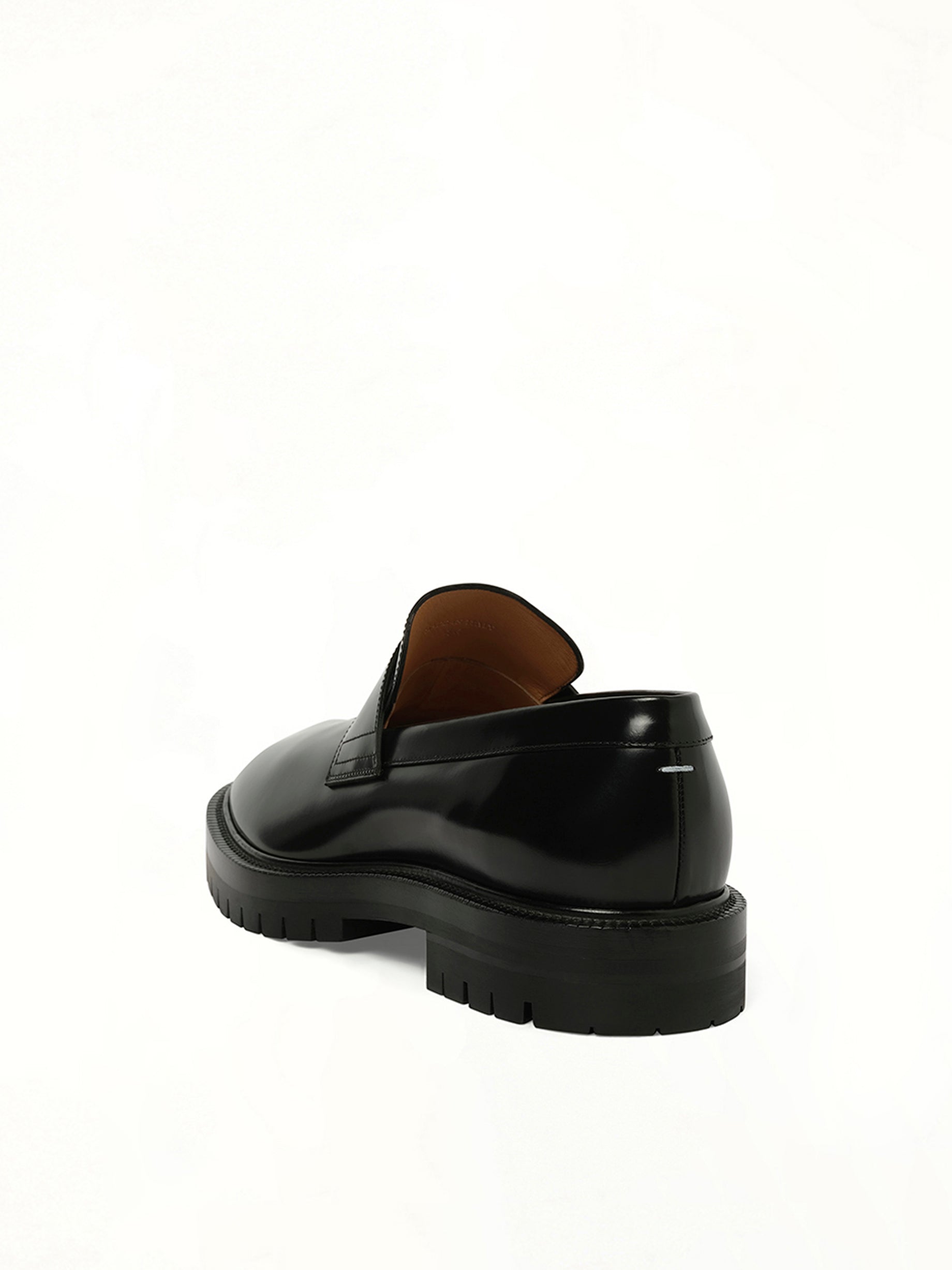 Tabi Leather Loafers Chunky Sole in Black Back View | MAISON MARGIELA