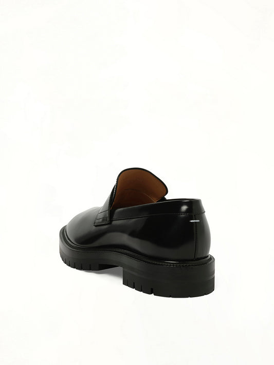 Tabi Leather Loafers Chunky Sole in Black