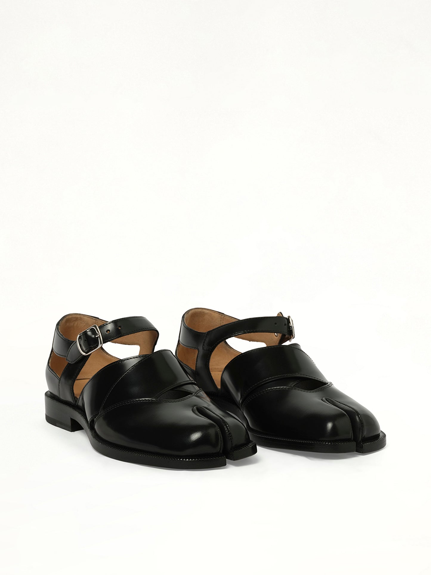 Tabi Toe Cut Out Sandals in Black