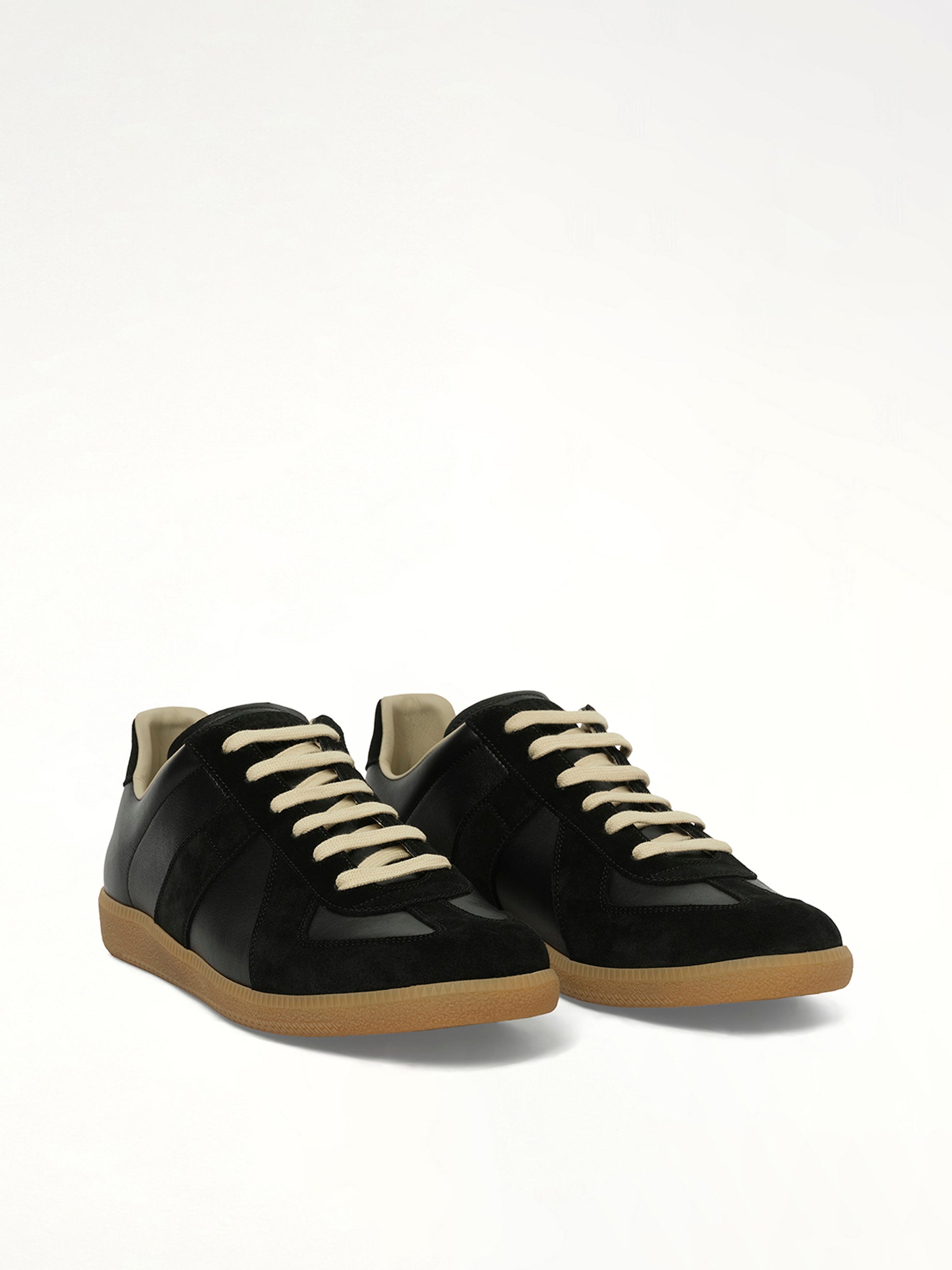 Replica Leather Sneaker in Black Front View | MAISON MARGIELA
