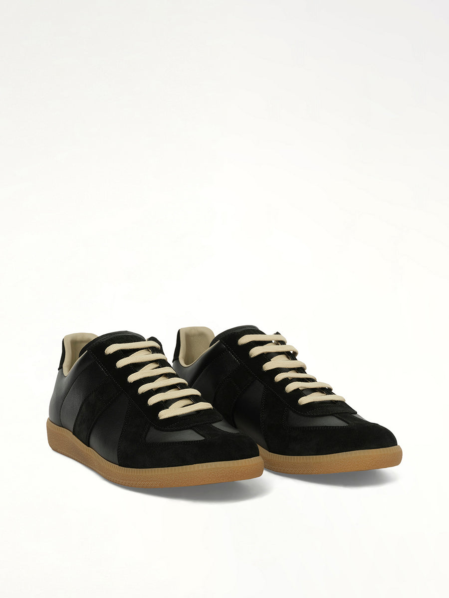 Replica Leather Sneaker in Black Front View | MAISON MARGIELA