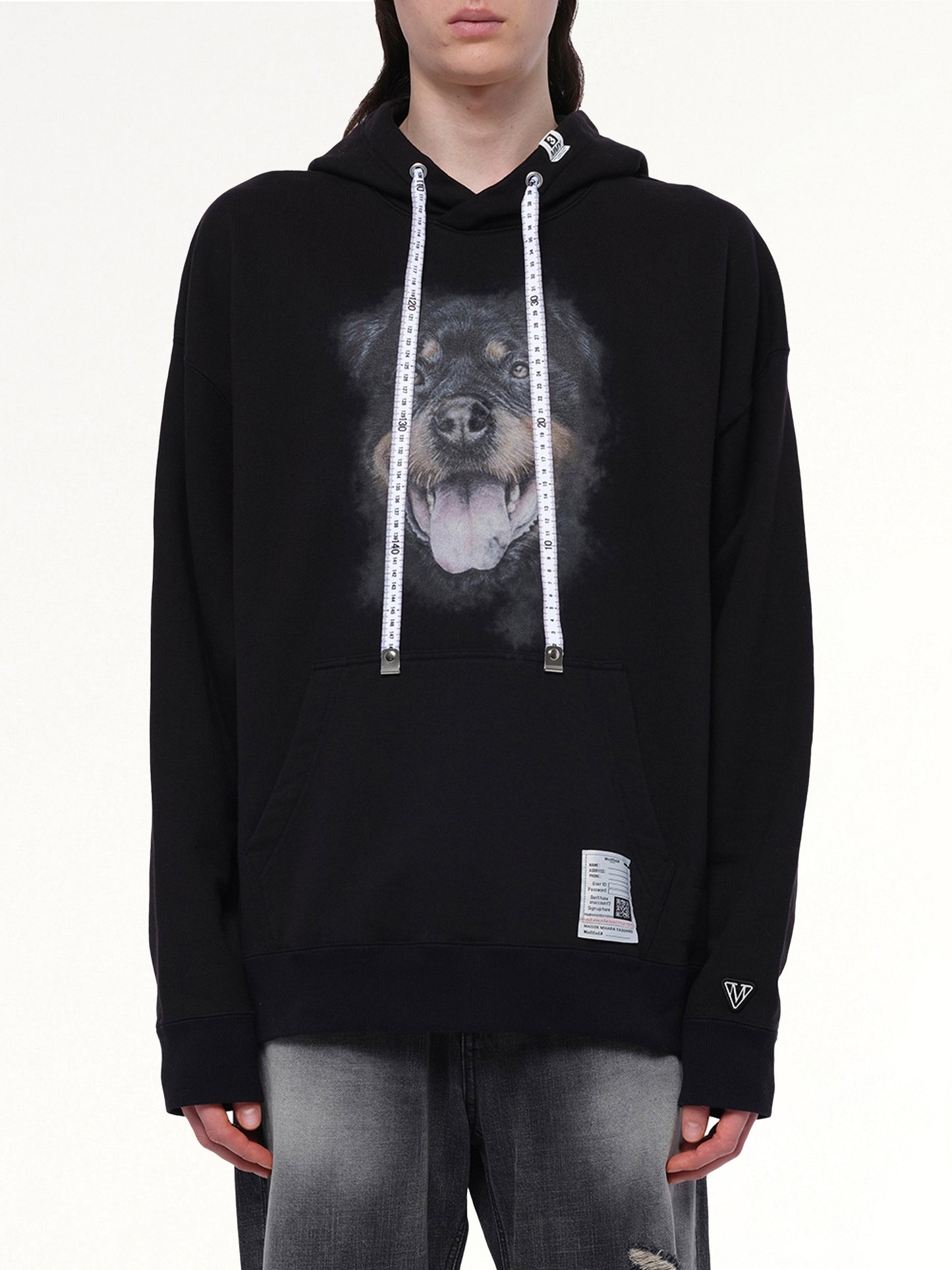 Dog Printed Hoodie in Black
