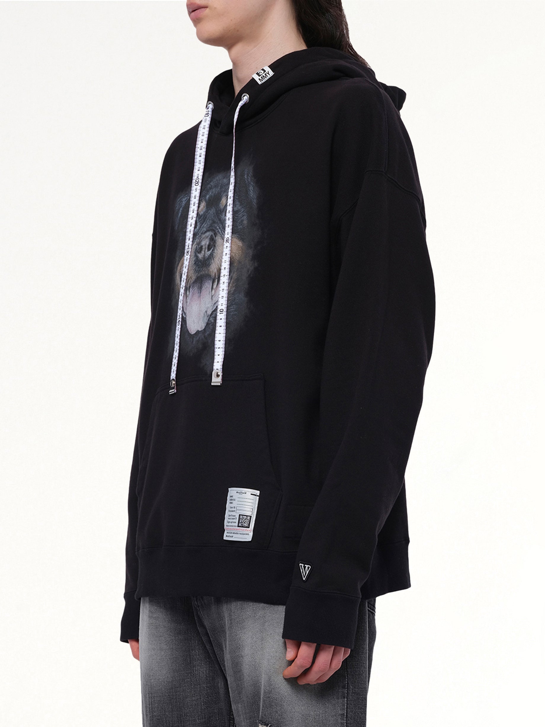 Dog Printed Hoodie in Black