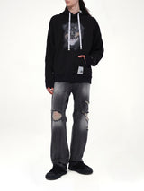 Dog Printed Hoodie in Black