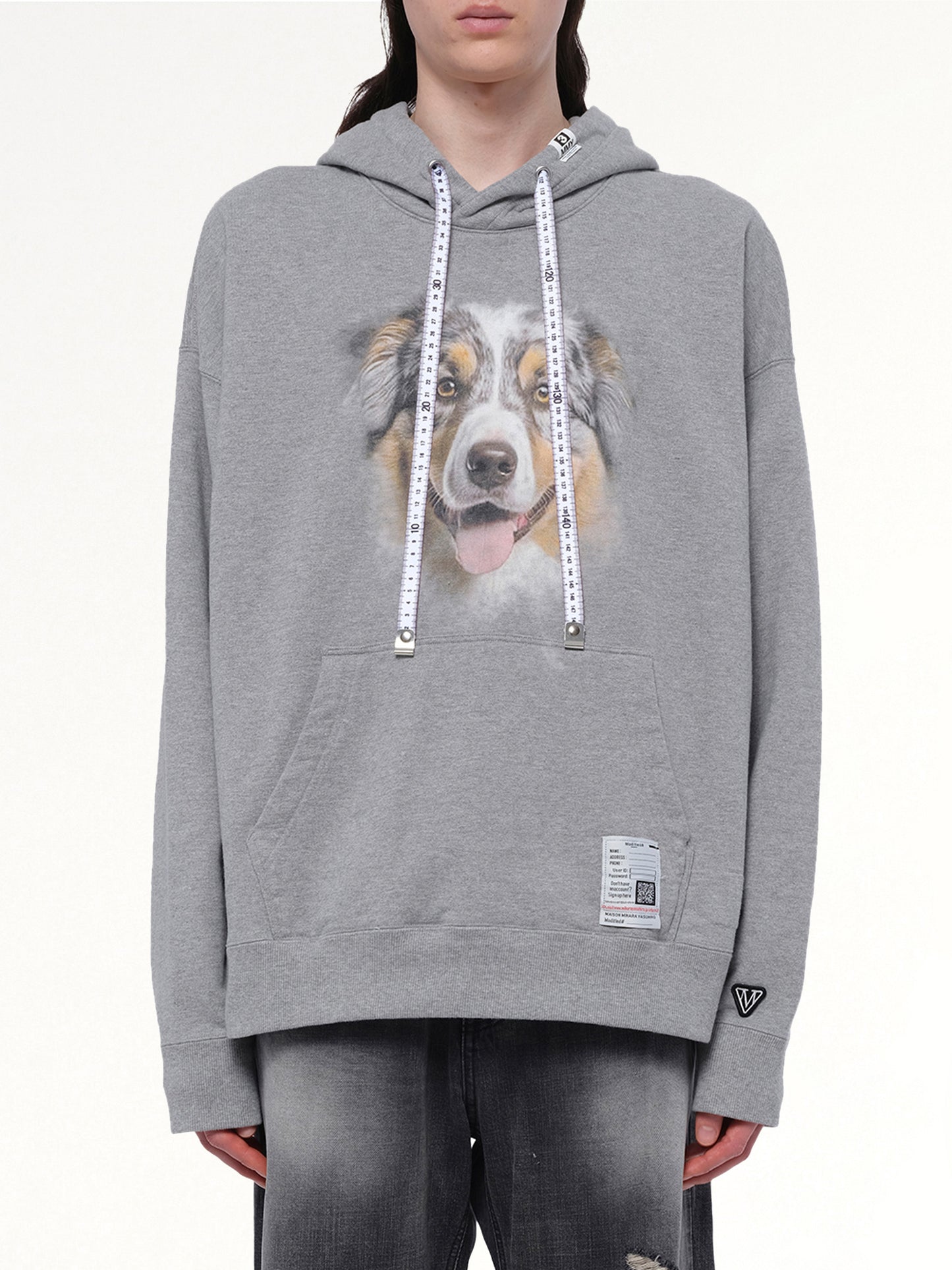 Dog Printed Hoodie in Gray