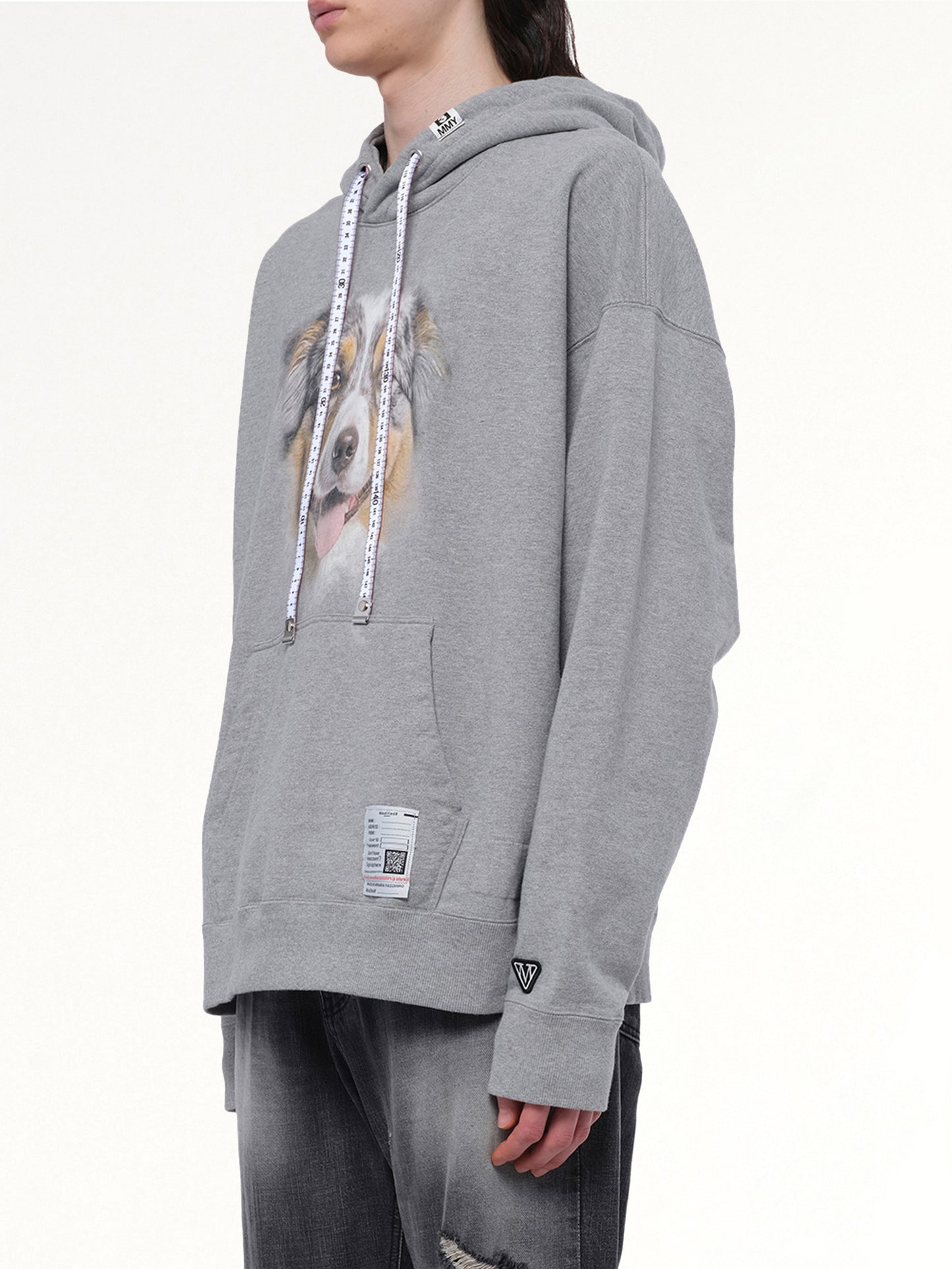 Dog Printed Hoodie in Gray