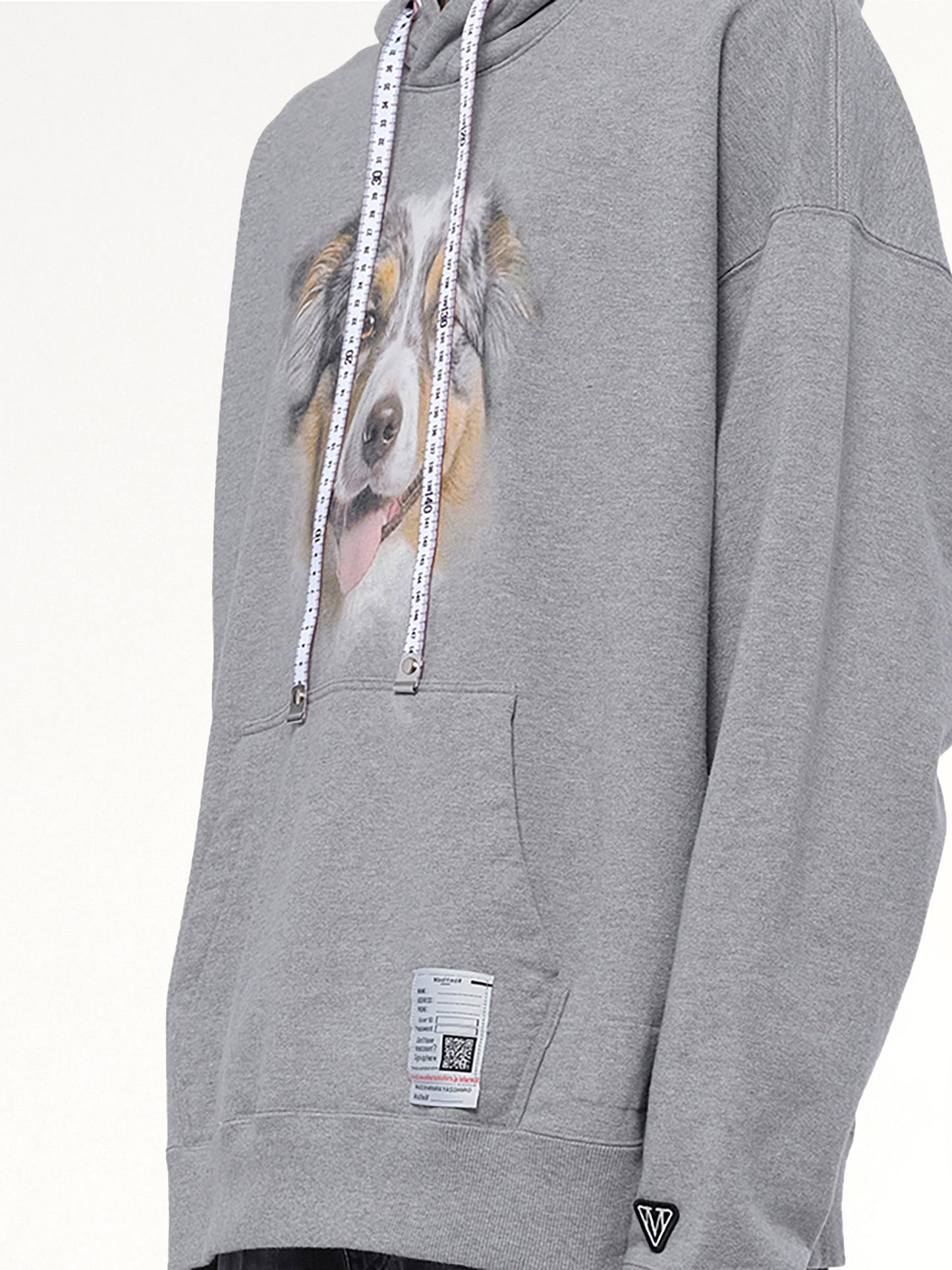 Dog Printed Hoodie in Gray