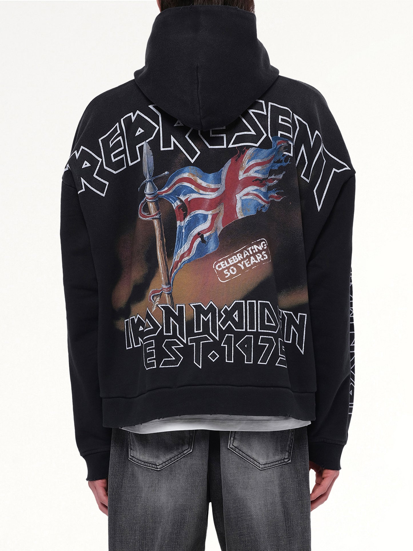 Iron Maiden Steed Hoodie in Stained Black