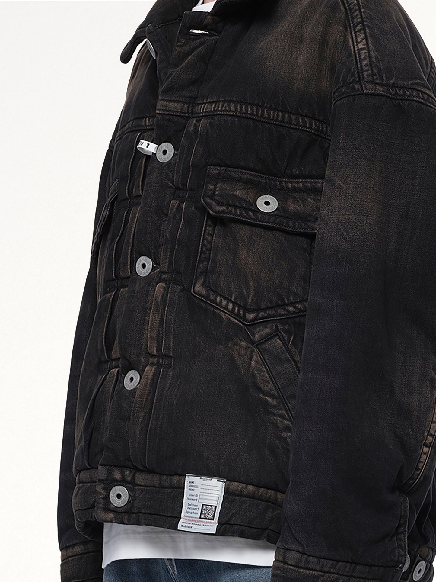 Puffer Denim Jacket in Black