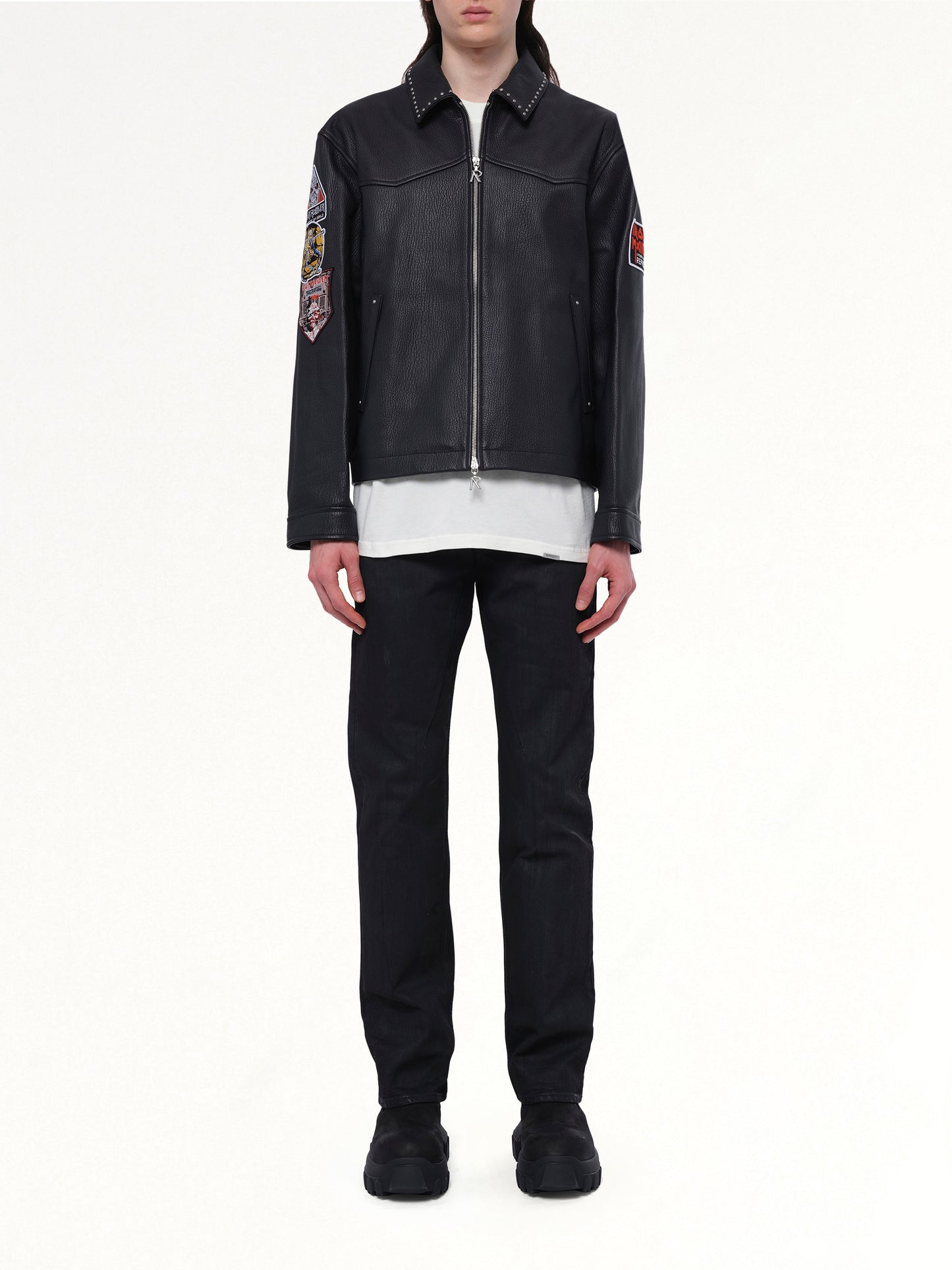 Iron Maiden Trooper Leather Jacket in Jet Black