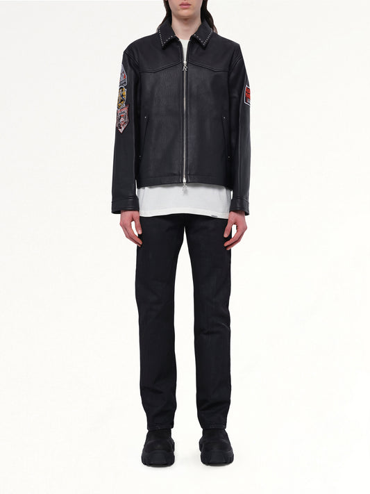 Iron Maiden Trooper Leather Jacket in Jet Black